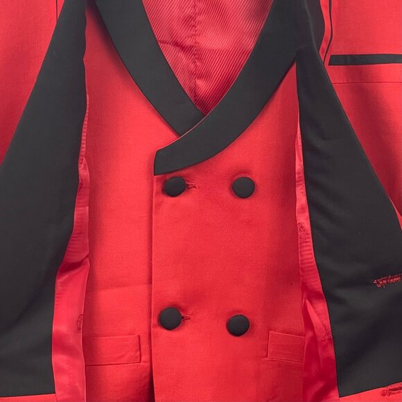 Men’s Red Suit Jacket + Matching Vest – Wedding / Prom / Formal - Picture 9 of 11
